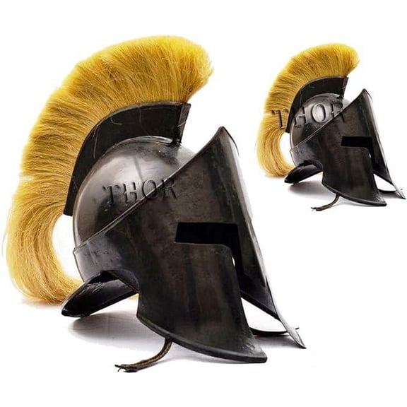 THOR INSTRUMENTS Armor 300 Spartan Medieval Helmet With Plume Replica Helmet Black Finish Rustic Vintage Home Decor Gifts