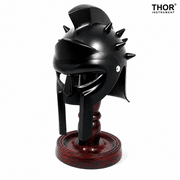 THOR INSTRUMENTS Armor Gladiator Mini Helmet Roman Reenactment Black Powder Coated Finish Rustic Vintage Home Decor Gifts