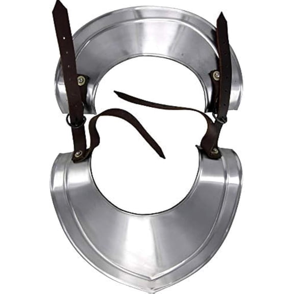 Thor Instruments Medieval 18 Gauge Steel Plate Armor Gorget Neck Protector Decoration, Adult, SCA LARP Rustic Vintage, Silver, 1 Count