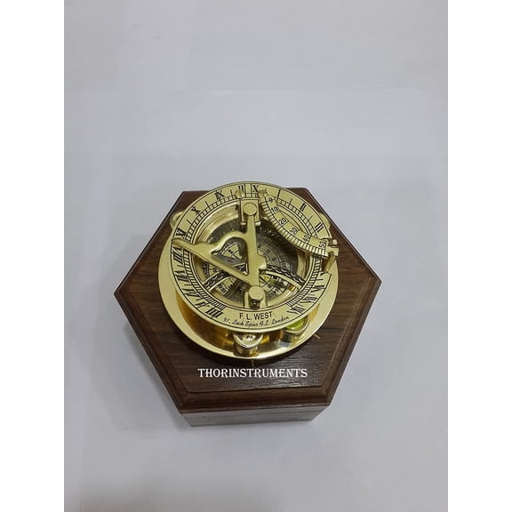 THOR INSTRUMENTS Brass Sundial Compass Nautical Compasses Decor -