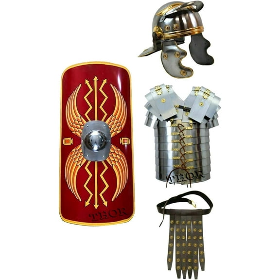 THOR INSTRUMENTS Roman Shield Lorica Segmentata Roman Helmet Warrior Costume SCA LARP Rustic Vintage Home Decor Gifts