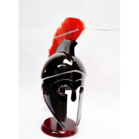 THOR INSTRUMENTS Greek Corinthian Armor Helmet with Red Plume - Medieval Knight Spartan Helmet Rustic Vintage Home Decor Gifts