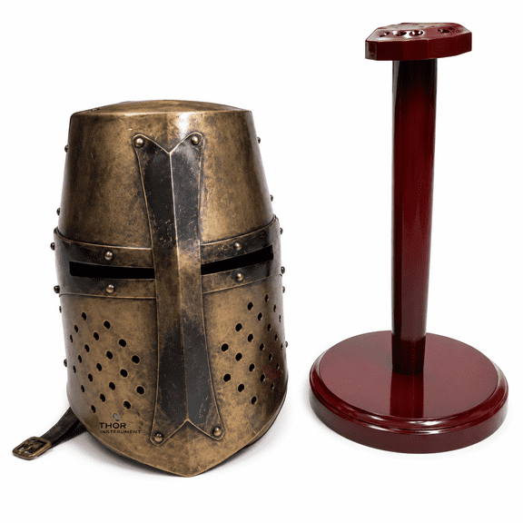 THOR INSTRUMENTS Knight Crusader Templar Medieval Armor Helmet Halloween Costume With Stand Free Rustic Vintage Home Decor Gifts