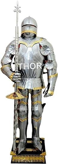 Instrument Armor THOR INSTRUMENTS Knight Gothic Suit of Armor Full Size Chrome Finish ...