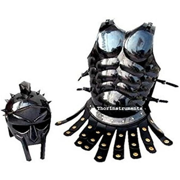 THOR INSTRUMENTS MEDIEVAL ROMAN ARMOR-SPARTAN COSTUME MUSCLE JACKET BLACK ANTIQUE FINISH Rustic Vintage Home Decor Gifts