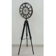thumbnail image 1 of THOR INSTRUMENTS Marine Style Vintage Antique Round Clock Floor Clock Wooden Tripod Stand Decorative Stand Marine Floor Black Stand, 1 of 3