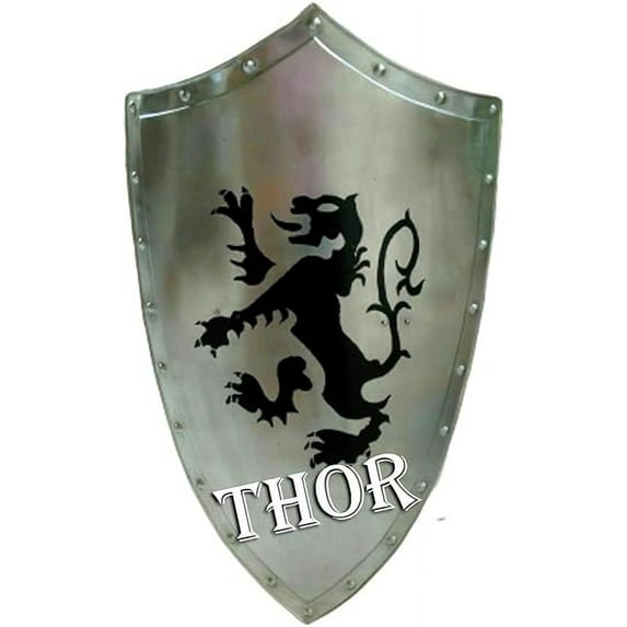 THOR INSTRUMENTS Medieval Armor Dragon Knight Steel Lion Shied Crusade Viking 18g Rustic Vintage Home Decor Gifts