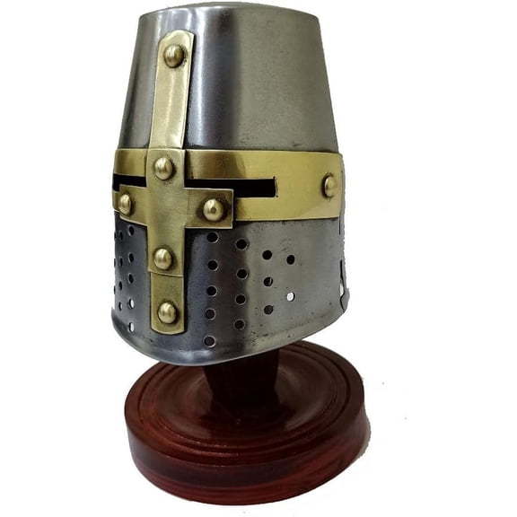 THOR INSTRUMENTS Medieval Armor Knights Mini Helmet w/Stand Tabletop Decorative Office Item Rustic Vintage Home Decor Gifts