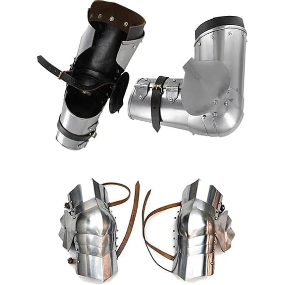 THOR INSTRUMENTS Medieval Armor Metal Arm Bracers with Greaves Protection for Men Leg Guard Halloween Costume Rustic Vintage Home Decor Gifts
