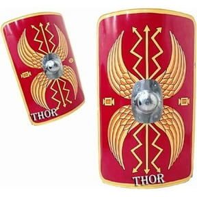 THOR INSTRUMENTS Medieval Armor Roman Scutum Shield 42 Inches Tall Reproduction Costume Full Size Rustic Vintage Home Decor Gifts