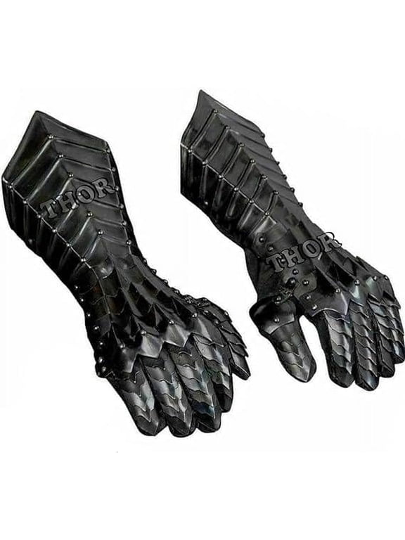 Medieval Black Antique Finish Nazgul Gauntlets Steel Armor Gloves Crusader LARP Gauntlets Rustic Vintage Home Decor Gifts