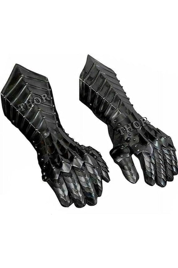 Medieval Black Antique Finish Nazgul Gauntlets Steel Armor Gloves Crusader LARP Gauntlets Rustic Vintage Home Decor Gifts