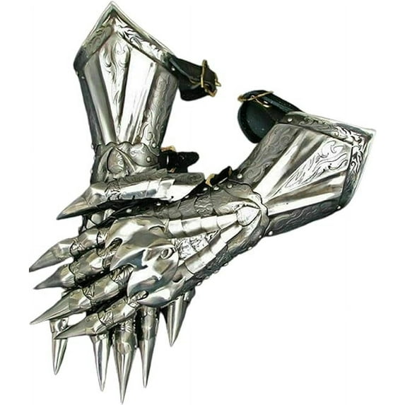 THOR INSTRUMENTS Medieval Gauntlet Gloves Pair Brass Accents Knight Crusader Armor Steel Gloves Rustic Vintage Home Decor Gifts