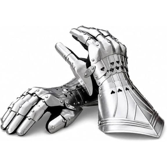 THOR INSTRUMENTS Medieval Knight Gauntlet Gloves Steel Armor Hand Protection with Design for Cosplay Reenactment LARP Costume