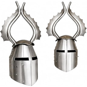 Thor Instruments Medieval Knight Templar Fantasy Warrior Helmet, with Steel Teutonic Winged Horn