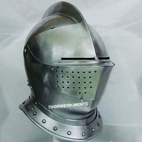 THOR INSTRUMENTS Medieval Knight Tournament Close Armor Helmet Replica Halloween Role Play Gift Rustic Vintage Home Decor Gifts