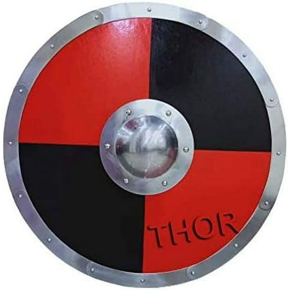 THOR INSTRUMENTS Medieval Viking Wooden Handmade Bjorn Norman Combat Shield 24" Rustic Vintage Home Decor Gifts