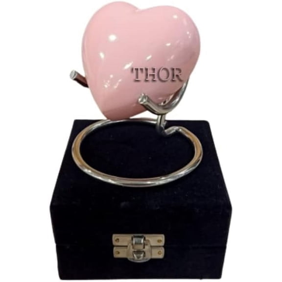 THOR INSTRUMENTS Pink Urn - Mini Heart Cremation Urn with Stand & Premium Box - Small Keepsake Urn for Ashes - Honor Your Loved One with Urn Heart Shaped - Perfect for Adults