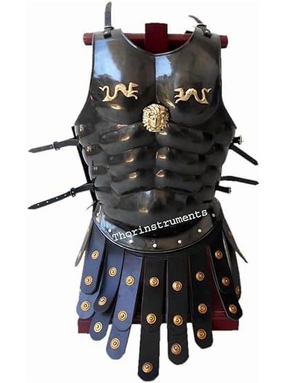 ROMAN MUSCLE ARMOR BLACK ANTIQUE FINISH JACKET COLLECTIBLE REPLICA COSTUME Rustic Vintage Home Decor Gifts