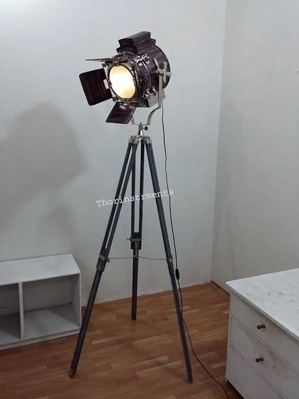 Vintage Marine Tripod Floor Lamp | Handmade Nautical Searchlight Spotlight Decor