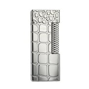 Swiss Vintage Brass Kerosene Lighter,Soft-Flame, Refillable, Flip-Top, Side-Slide, Electroplated,Chrome Color,Relief,Unique, Gift for Boyfriend, Collectible, Thorens Narrow Lighter Crocodile Pattern