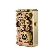 Unique Retro Soft-Flame Copper Mechanical Kerosene Lighter, Automatic Ignition, Refillable, Steampunk, Gear Linkage, Safety Lock, Luxury, Complex, Collectible, Gift for Boyfriend, Thorens