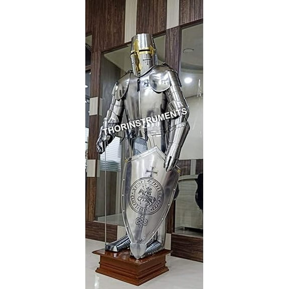 THORINSTRUMENTS (with device) Armour Collectibles Medieval Wearable Knight CRUSADOR Full Suit of Armor Costume Rustic Vintage Home Decor Gifts