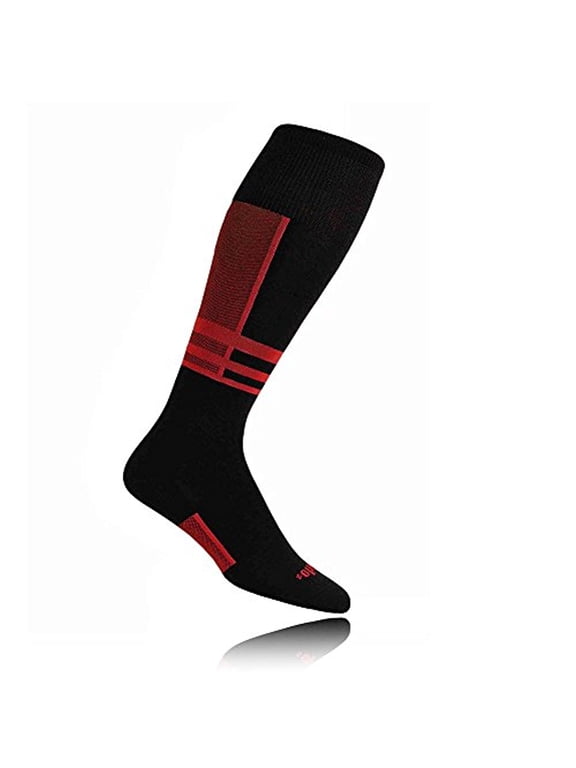 THORLO UNISEX SKI SOCKS, BLACK/FIRE RED XS