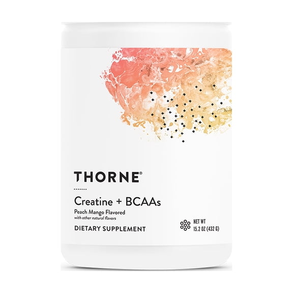 THORNE Creatine + BCAAs - Micronized Creatine Monohydrate + BCAA Powder - Support for Muscles, Exercise Endurance & Recovery* - For Women & Men - Peach Mango - NSF Certified for Sport - 30 Servings