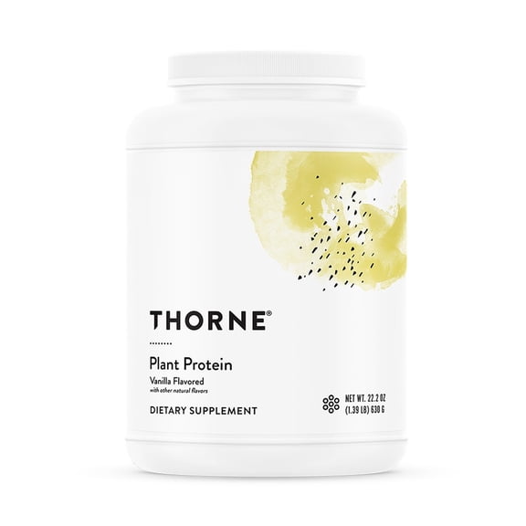 THORNE - Plant Protein - 22 Grams of Vegan Protein Powder - Pea, Rice & Chia Seed Protein with Complete Amino Acid Profile - NSF Certified for Sport - Vanilla - Gluten-Free - About 20 Servings