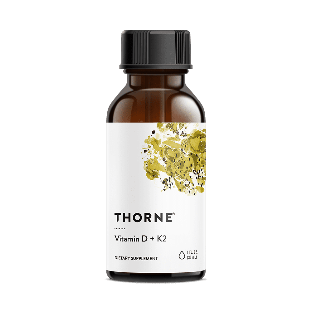 THORNE Vitamin D  K2 Liquid with a metered Dispenser - Vitamins D3 and K2 to Support Healthy Bones and Muscles - 1 Fl Oz 30 ml - 600 Servings