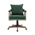 thumbnail image 1 of THOWDEE Boucle Fabric Swivel Height Adjustable Desk Chair with Wooden Legs, Emerald, 1 of 8