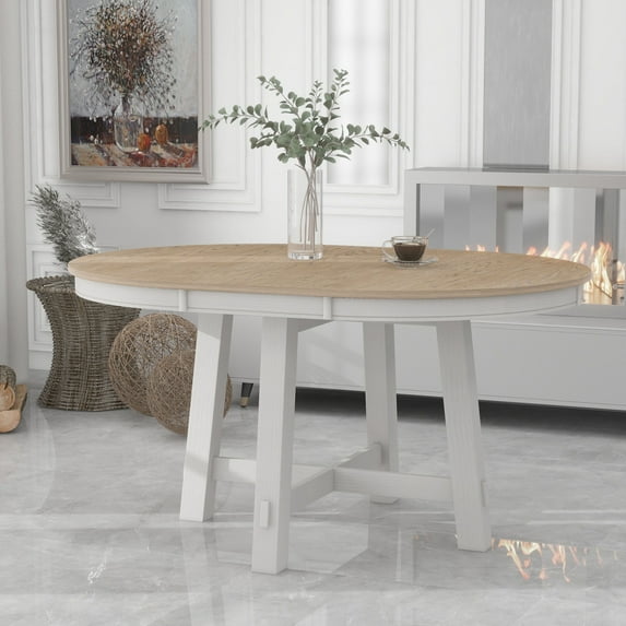 THOWDEE Modern Wood Kitchen Dining Table, Oak Natural Wood