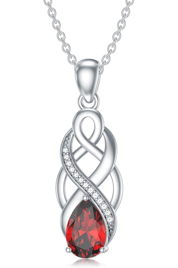 925 Sterling Silver Celtic Knot Good Luck Irish Pendant Necklace with 12 Months Birthstone, Christmas Birthday Jewelry Gifts for Women