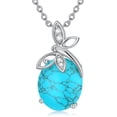 thumbnail image 1 of THOYAS 925 Sterling Silver Turquoise Pendant Necklace Dragonfly Butterfly Oval Vintage Boho Victorian Style Jewelry Gift for Women, 1 of 6
