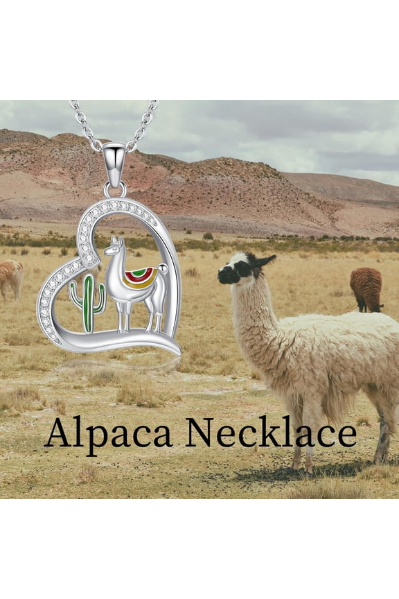 Alpaca Necklace Alpaca Llama Heart Pendant Necklace Gifts for Women