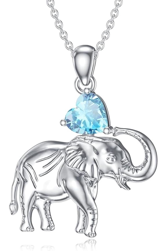 Elephant Necklace Birthstone Elephant Pendant Necklace for Women