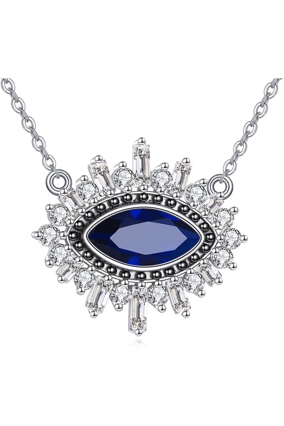 Evil Eye Pendant Necklace 925 Sterling Silver Greek Protection Jewelry Lucky Necklace for Women Mom