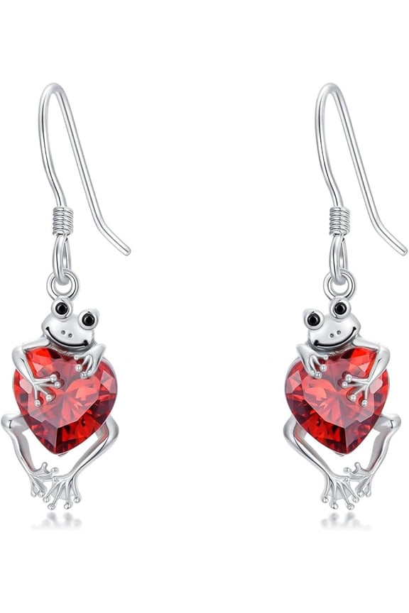 Frog Dangle Earring with Synthetic Birthstone Frog Earrings Jewelry Gift for Women