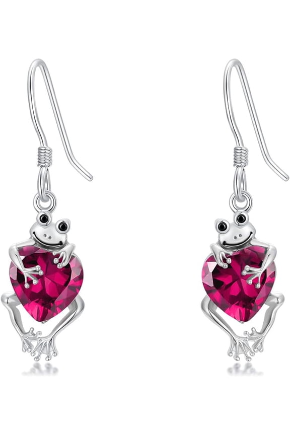 Frog Dangle Earring with Synthetic Birthstone Frog Earrings Jewelry Gift for Women
