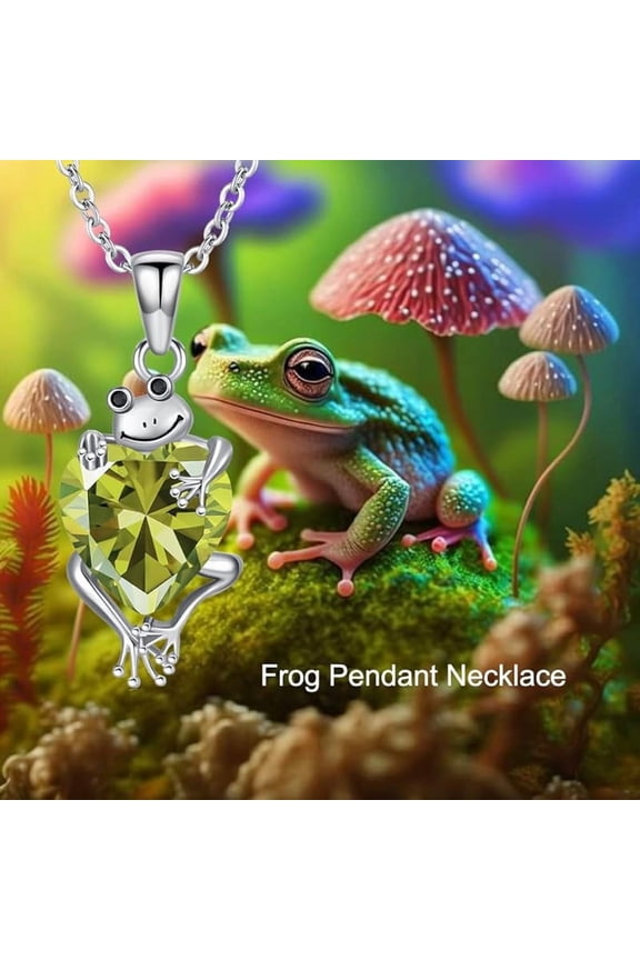 Frog Necklace Birthstone Frog Pendant Necklace Present for Women Friends