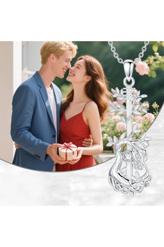 Guitar Pendant Necklace Music Guitar Necklace Gift for Women