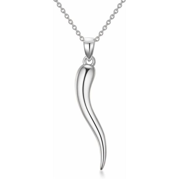 THOYAS Italian Horn Hand Necklace Cornicello Pendant Necklaces Good Luck Amulet Pendant 925 Sterling Silver Jewelry for Women Christmas Gift