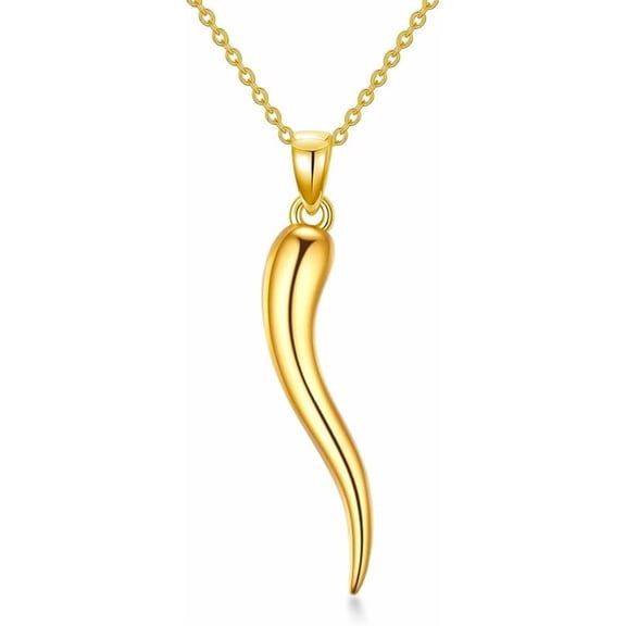 THOYAS Italian Horn Hand Necklace Cornicello Pendant Necklaces Good Luck Amulet Pendant 925 Sterling Silver Jewelry for Women Christmas Gift