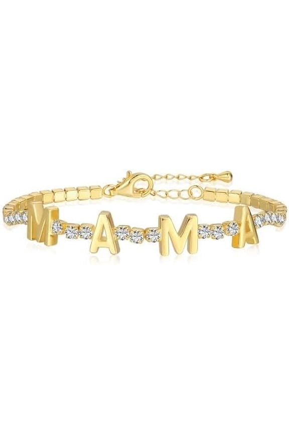 Mothers Day Gifts Mama Bracelet Sterling Silver Tennis Bracelet for Mom Cubic Zirconia Tennis Bracelet with Extension Chain for Mother