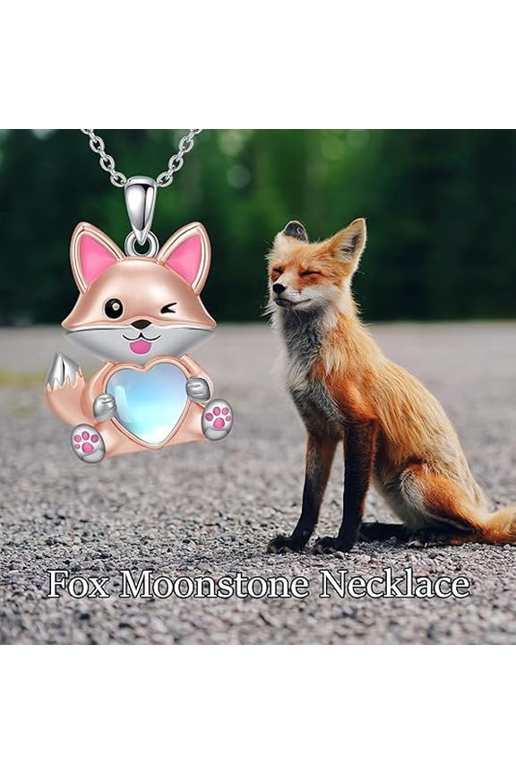 Panda/Fox/Koala/Bunny Necklace for Women 925 Sterling Silver Moonstone Pendant Necklace Cute Animal Jewelry Gift for Mother