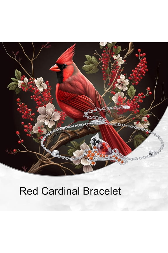 Red Cardinal Bracelet with Cubic Zirconia Cardinal Bracelet Gift for Women