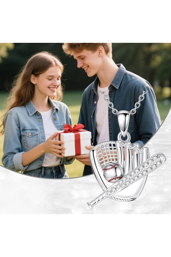 Softball Necklace Sports Baseball Pendant Necklace Jewelry Gift for Women