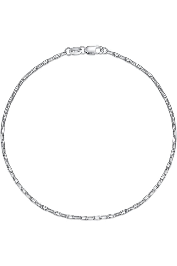 Solid 925 Sterling Silver Paperclip Chain/Byzantine Chain/Round Bead Ball Chain/Cable Chain/Mesh Chain/Round Box Chain Anklet Ankle Bracelet for Men Women, Made in Italy 9/10/11 Inch