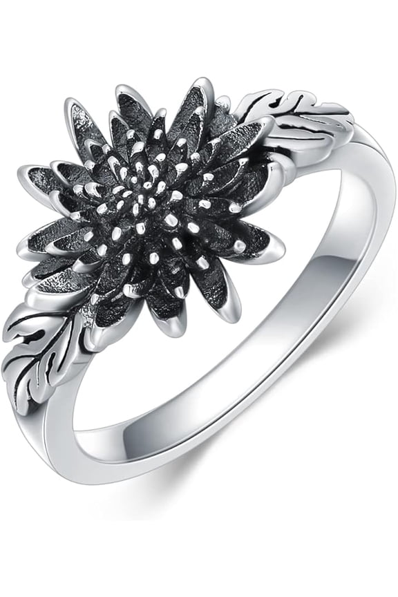 Vintage Birthday Flower Rings for Women 925 Sterling Silver Birth Flower Jewelry Gifts for Mom Wife